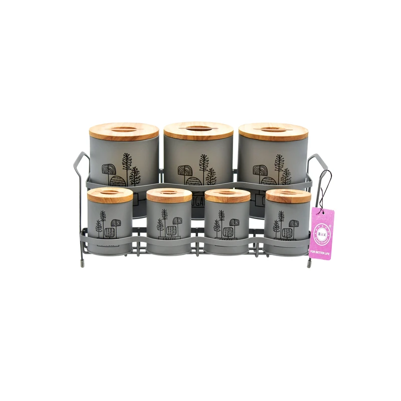 ست جای ادویه 8 پارچه بی.وی.کی مدل درب چوب T_t کد 863615