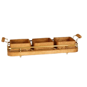 اردو خوری 3 خانه مربع چوبی بی.وی.کی کاریزما طلایی کد VK412203