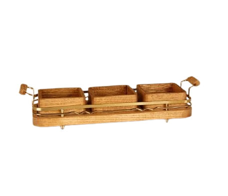 اردو خوری 3 خانه مربع چوبی بی.وی.کی کاریزما طلایی کد VK412203
