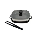 تابه گریل یونیک مدل مربع درب دار سایز 32 کد 6009 مجموعه 3 عددی