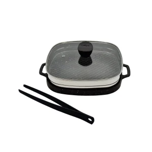 تابه گریل یونیک مدل مربع درب دار سایز 32 کد 6009 مجموعه 3 عددی