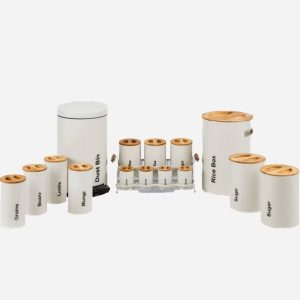 سرویس آشپزخانه 18 پارچه نباتی سنباده ای درب چوبی یونیک UN-8093
