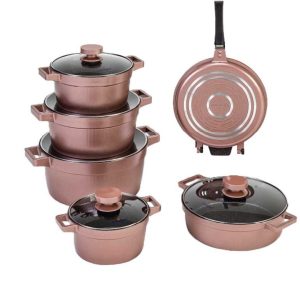 سرویس قابلمه یونیک دیاموند رزگلد 12 پارچه UN-8515