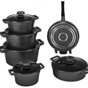 سرویس قابلمه یونیک دیاموند مشکی 12 پارچه UN-8509