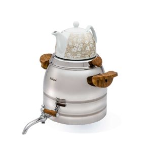 کتری و قوری استیل دسته چوبی شیردار 6 لیتر یونیک UN-7220