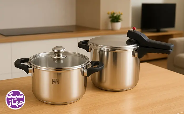 زودپز دوقلو پارس استیل کف سه لایه 4/5 و 6 لیتری با در پیرکس