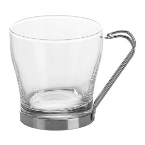فنجان پاشاباغچه مدل کورما دسته استیل کد 42665 ست 2 عددی
